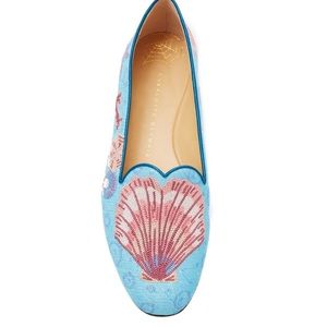 Charlotte Olympia Ocean embroidered canvas flats